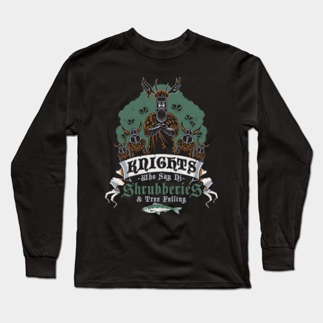 Knights Who Say Ni Shrubberies - Vintage Classic British Comedy Long Sleeve T-Shirt by Nemons